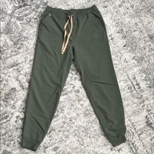 Figs Men's Forest Green Joggers with Tan Drawstring